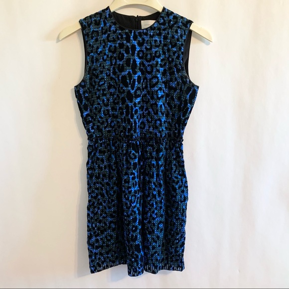 Victoria Beckham Blue Leopard Cheetah Silk Dress 2 - Picture 2 of 7